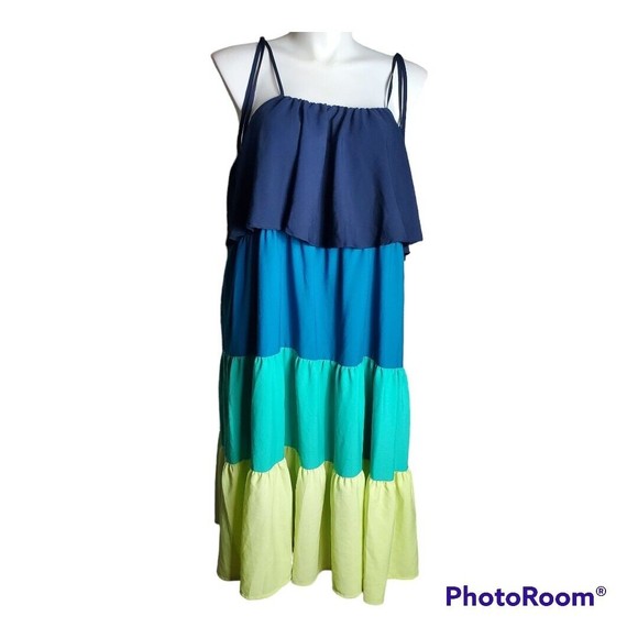Time & Tru Women's Sleeveless Flowing Colorblock Midi Dress Size XXL 20 NEW - Picture 4 of 12